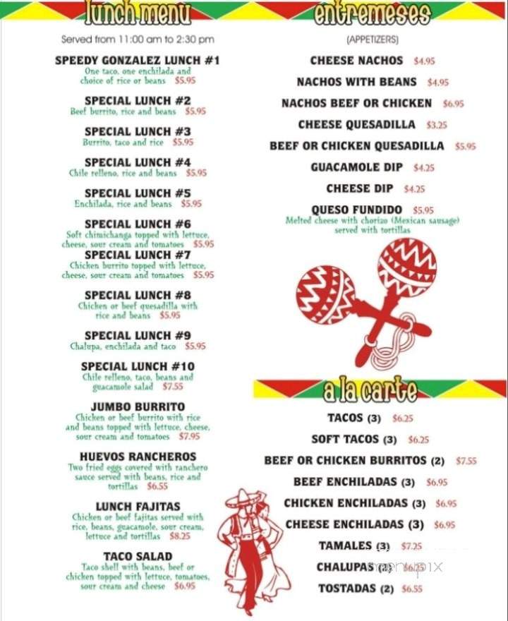 El Canelo - Oakland, MD menu_pic