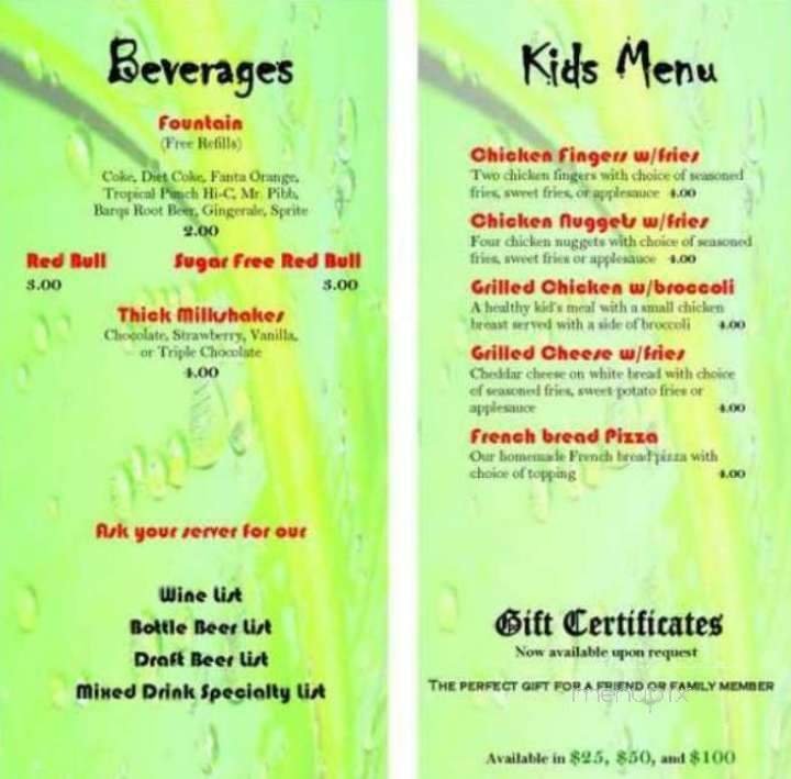 Wild Things Restaurant and Bar - Frostburg, MD menu_pic