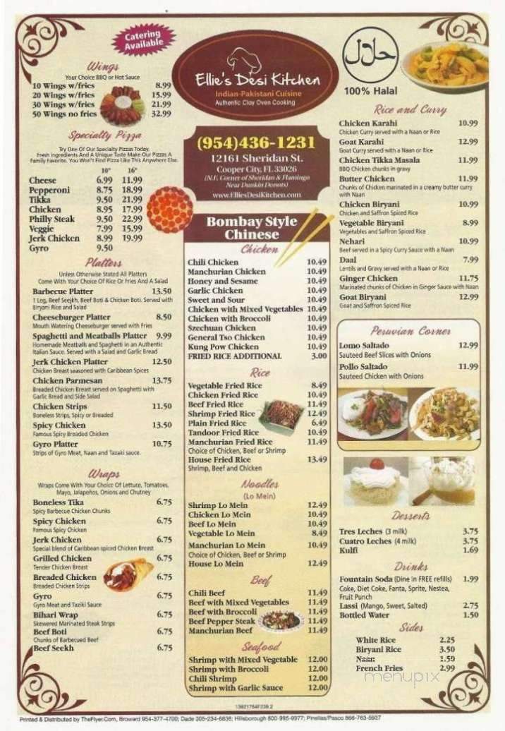 Ellie's Desi Kitchen - Cooper City, FL menu_pic