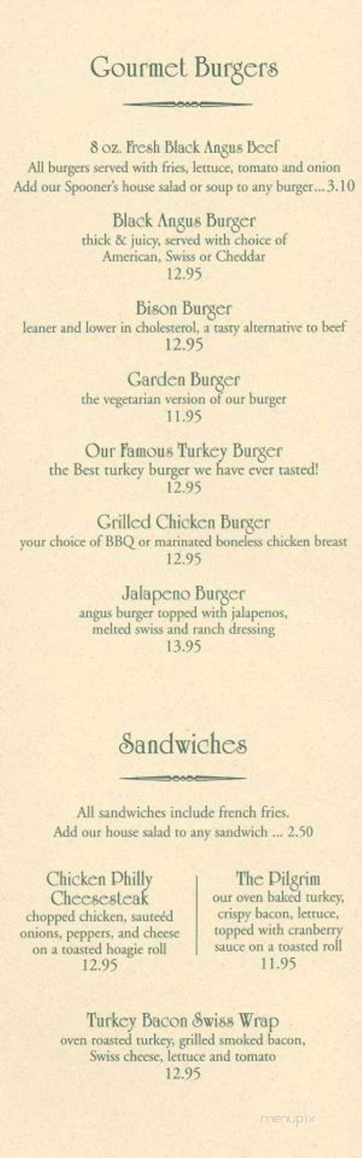 Spooner's Bar and Grill - Woodstock, VT menu_pic