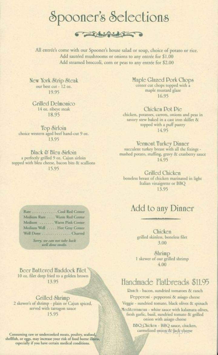 Spooner's Bar and Grill - Woodstock, VT menu_pic