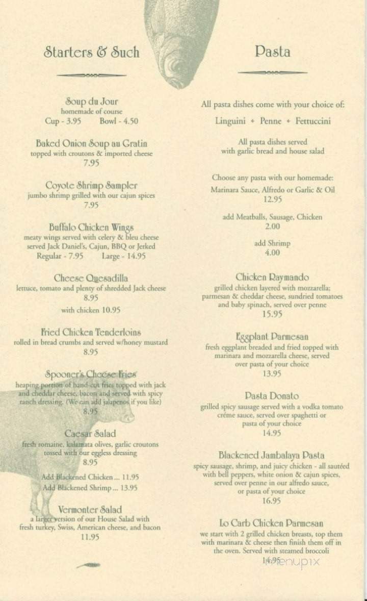 Spooner's Bar and Grill - Woodstock, VT menu_pic