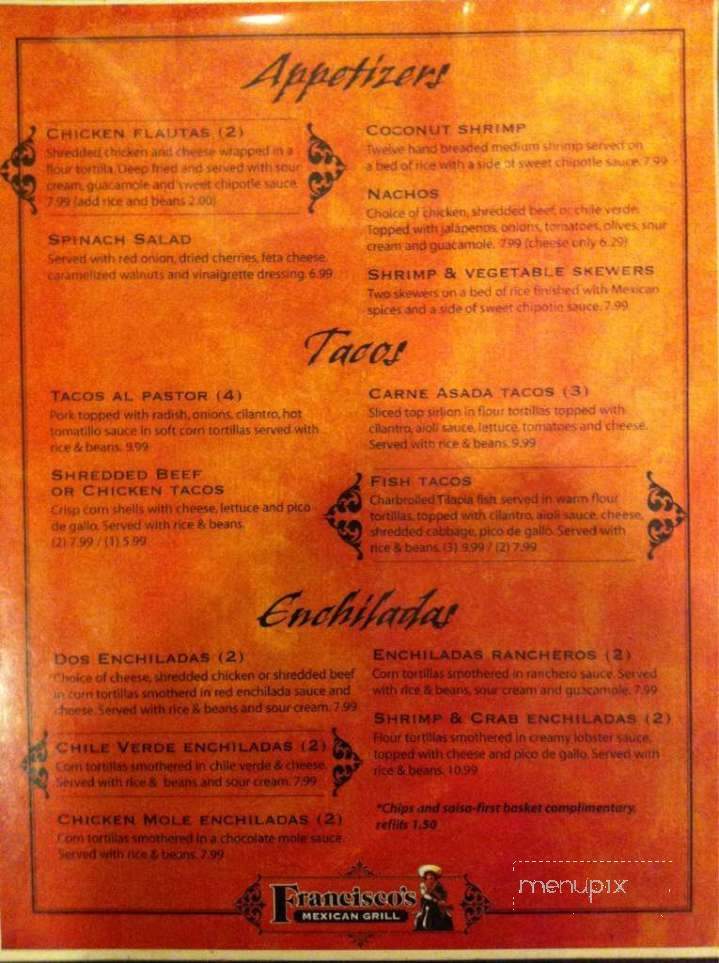 Francisco's Mexican Grill - Farmington, UT menu_pic