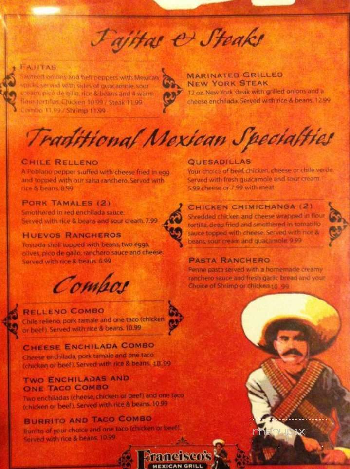 Francisco's Mexican Grill - Farmington, UT menu_pic