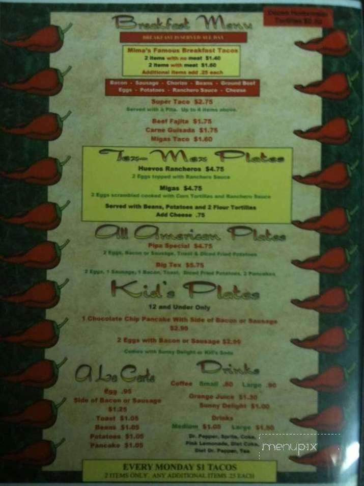 Mima's Kitchen - Wimberley, TX menu_pic