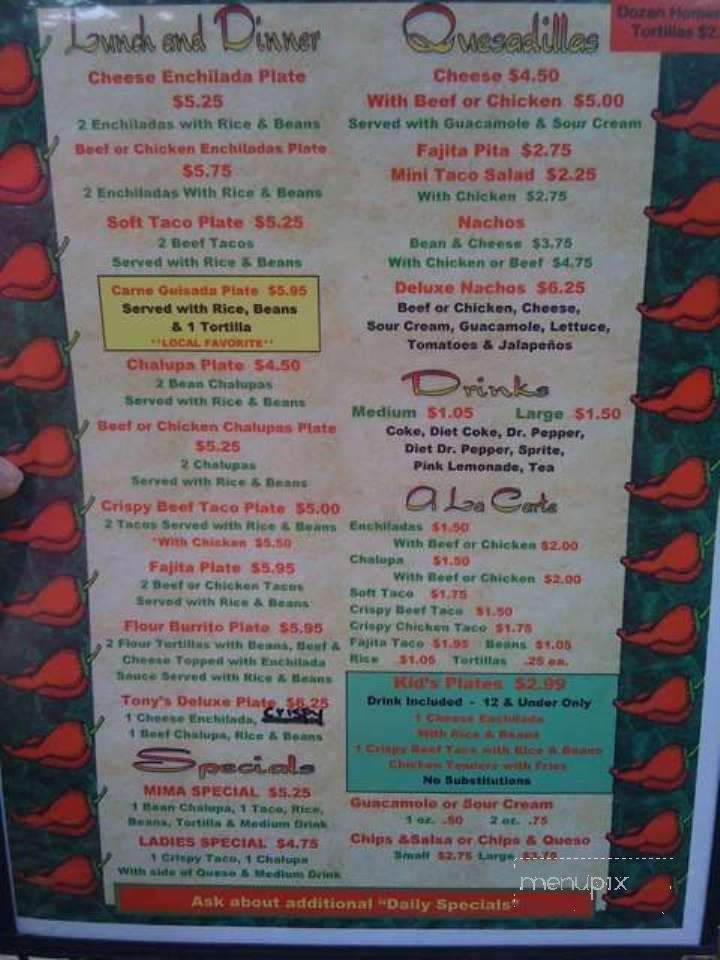 Mima's Kitchen - Wimberley, TX menu_pic