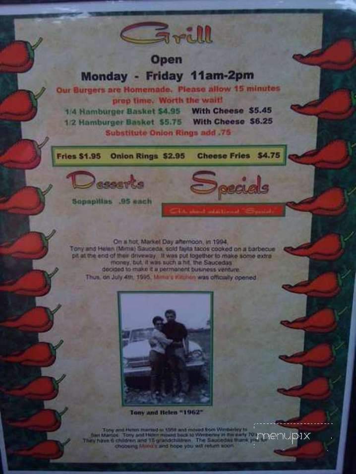 Mima's Kitchen - Wimberley, TX menu_pic