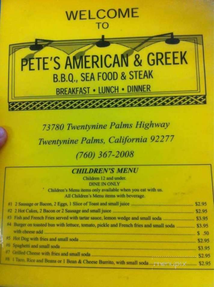 Pete's Family Restaurant - Jonesville, SC menu_pic
