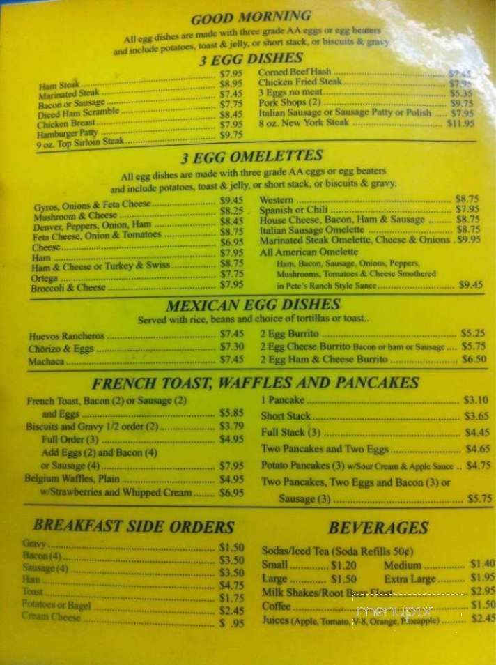 Pete's Family Restaurant - Jonesville, SC menu_pic
