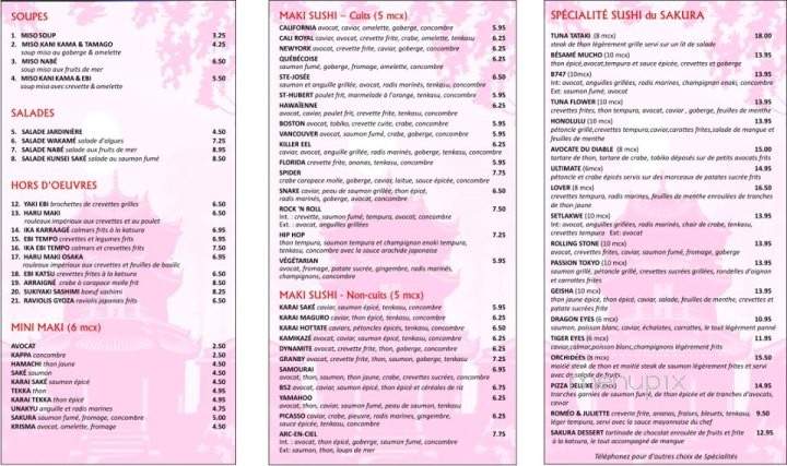 Restaurant Le Sakura Sushi Bar - Granby, QC menu_pic