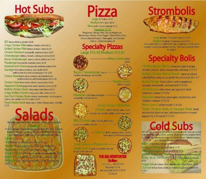 Zeiderelli's Pizza & Subs - Newport, PA menu_pic