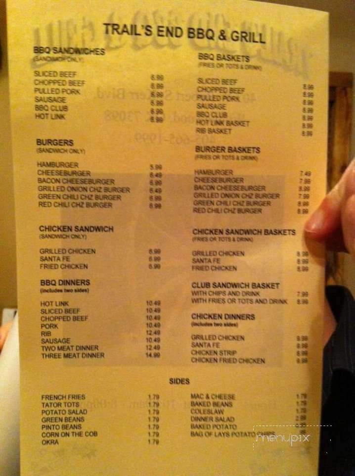 Trail's End BBQ Grill - Wynnewood, OK menu_pic