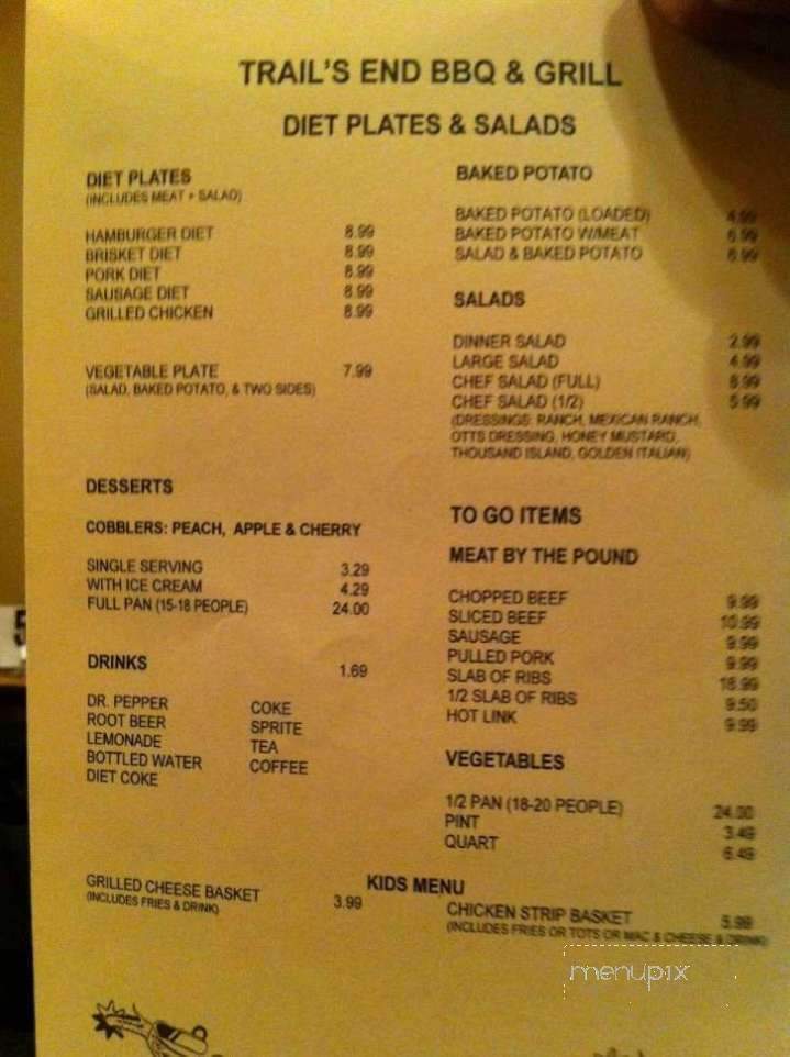 Trail's End BBQ Grill - Wynnewood, OK menu_pic