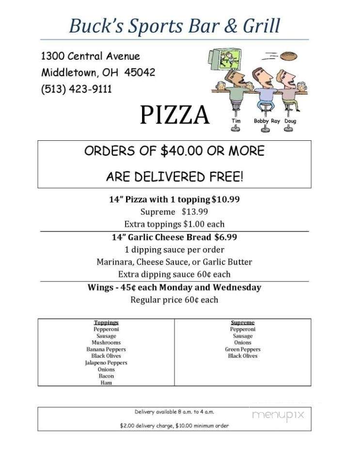Bucks Sports Bar & Grille - Middletown, OH menu_pic