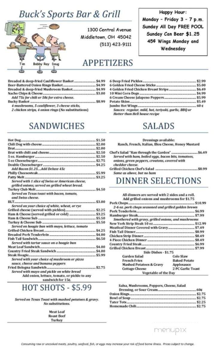 Bucks Sports Bar & Grille - Middletown, OH menu_pic
