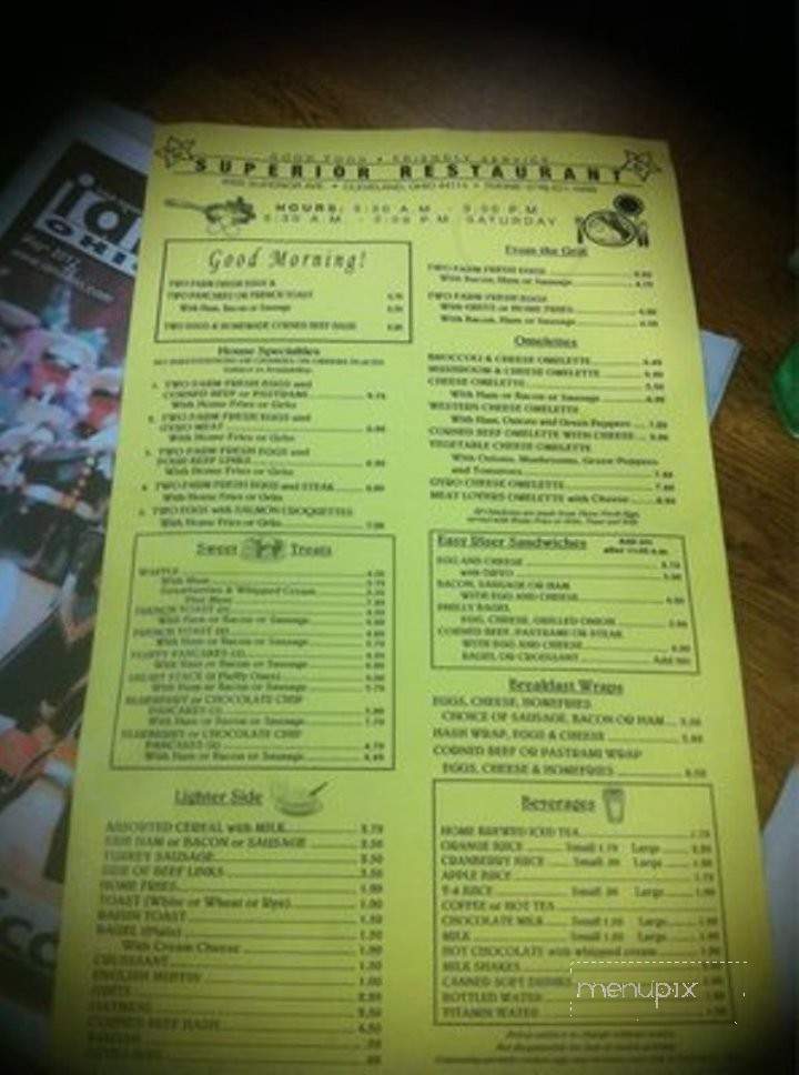 Superior Restaurant - Cleveland, OH menu_pic