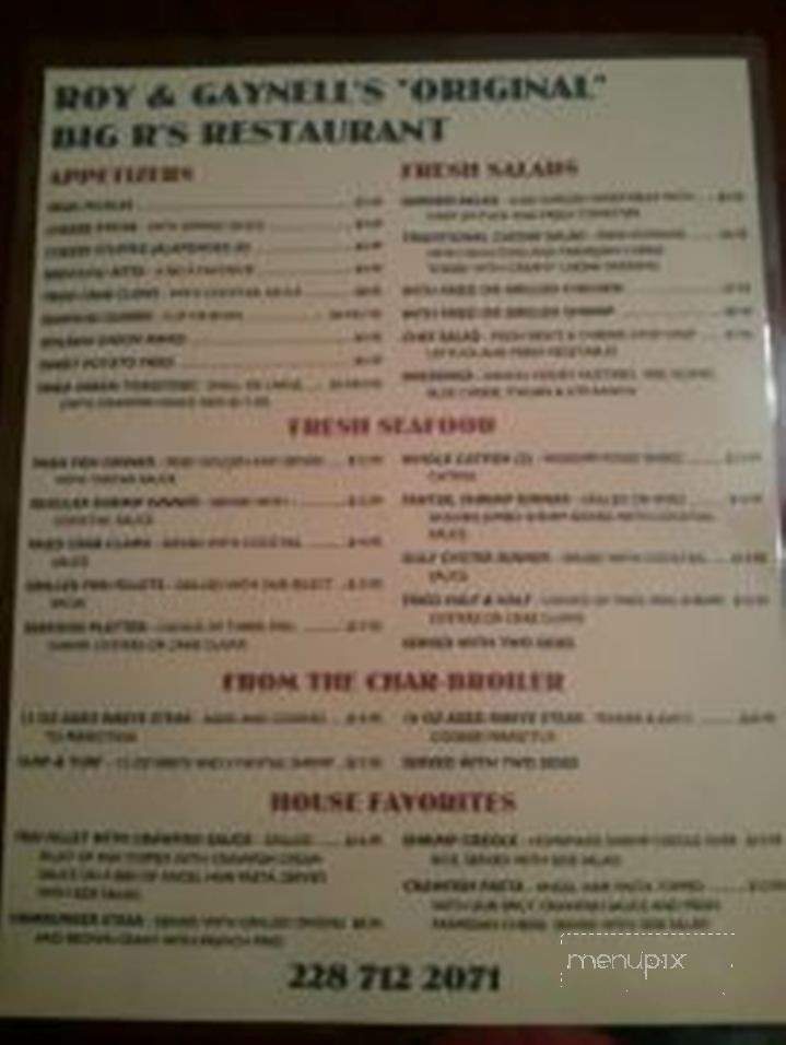 Big R's Restaurant - Pascagoula, MS menu_pic
