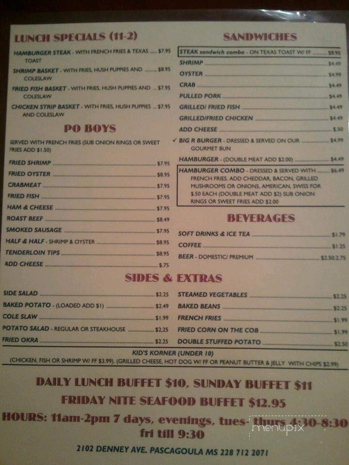 Big R's Restaurant - Pascagoula, MS menu_pic