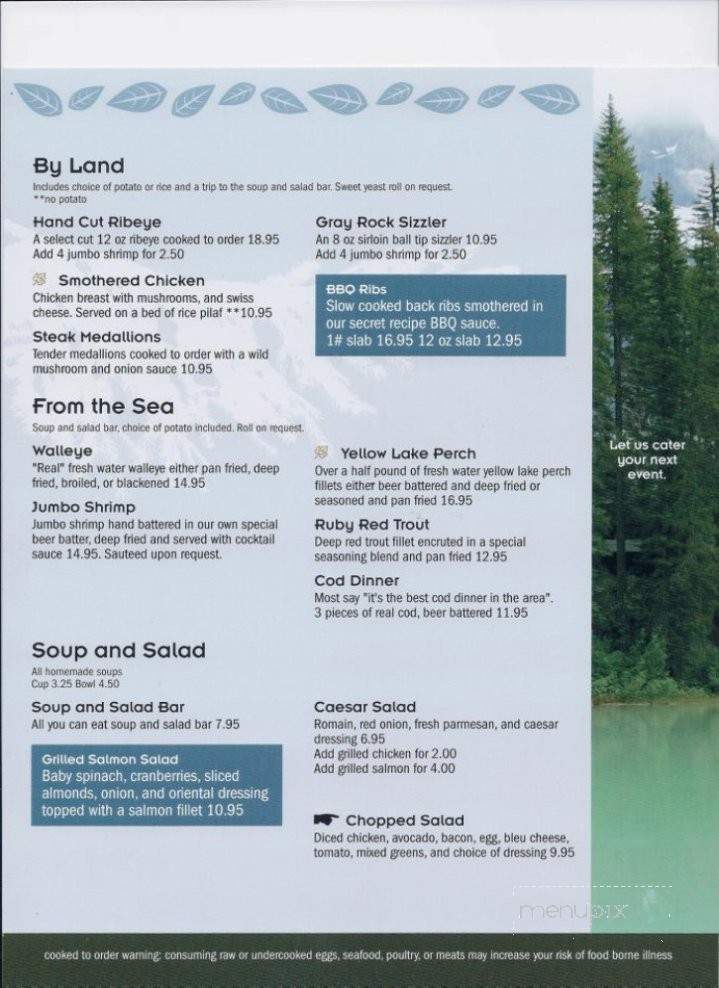Gray Rock Cafe - Grayling, MI menu_pic