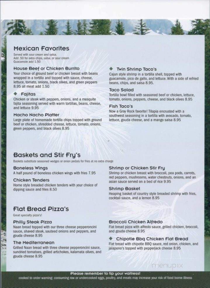 Gray Rock Cafe - Grayling, MI menu_pic