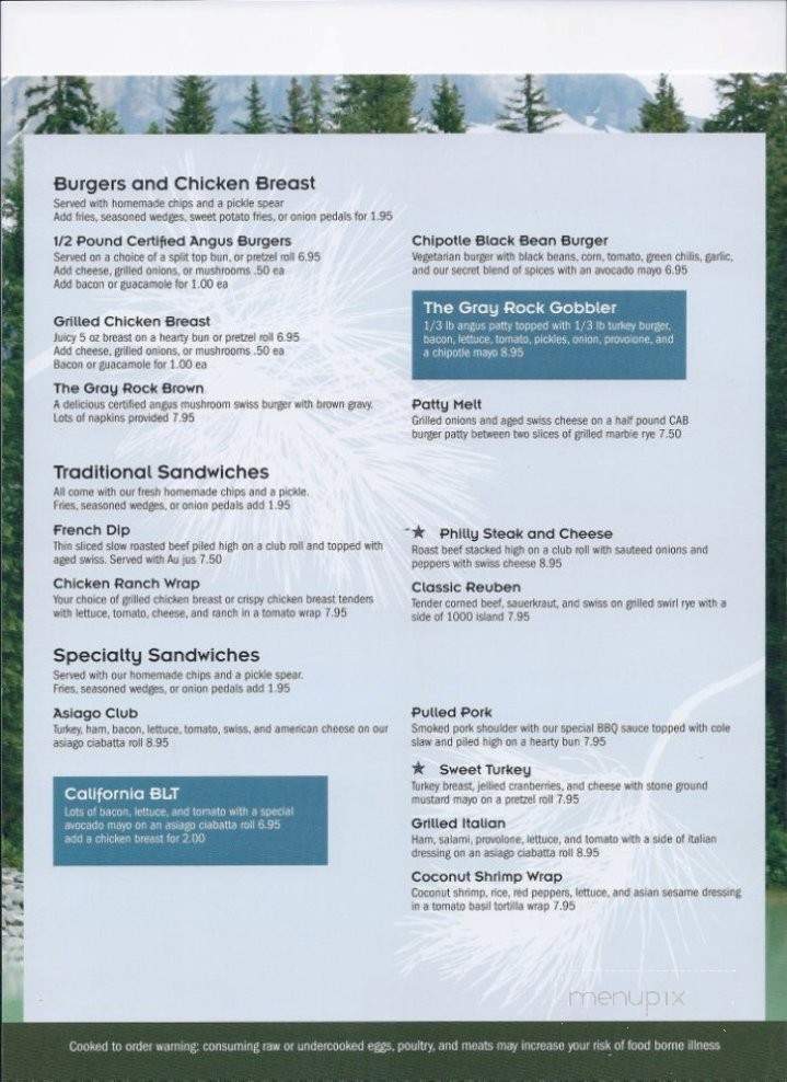 Gray Rock Cafe - Grayling, MI menu_pic