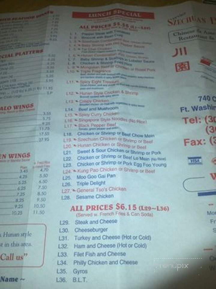 Szechuan Delight - Fort Washington, MD menu_pic
