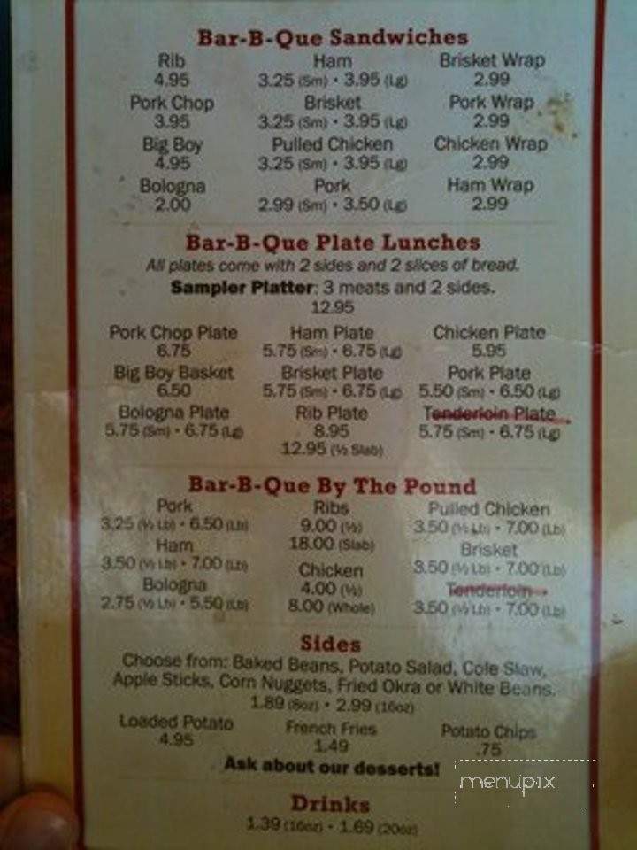 Larry Darrell & Darrell Bar Bq - Mayfield, KY menu_pic