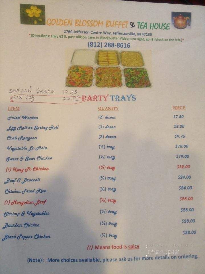 Golden Blossom Buffet - Jeffersonville, IN menu_pic