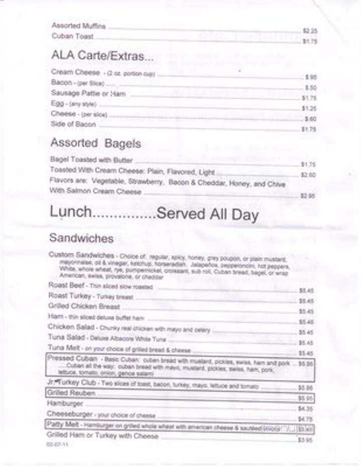 Nander's Cafe - Tampa, FL menu_pic