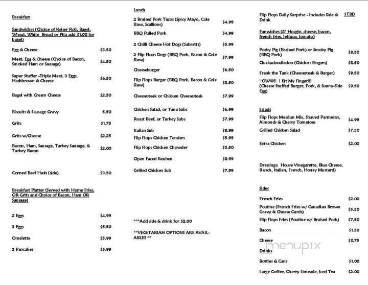 Flip Flops - Jacksonville, FL menu_pic