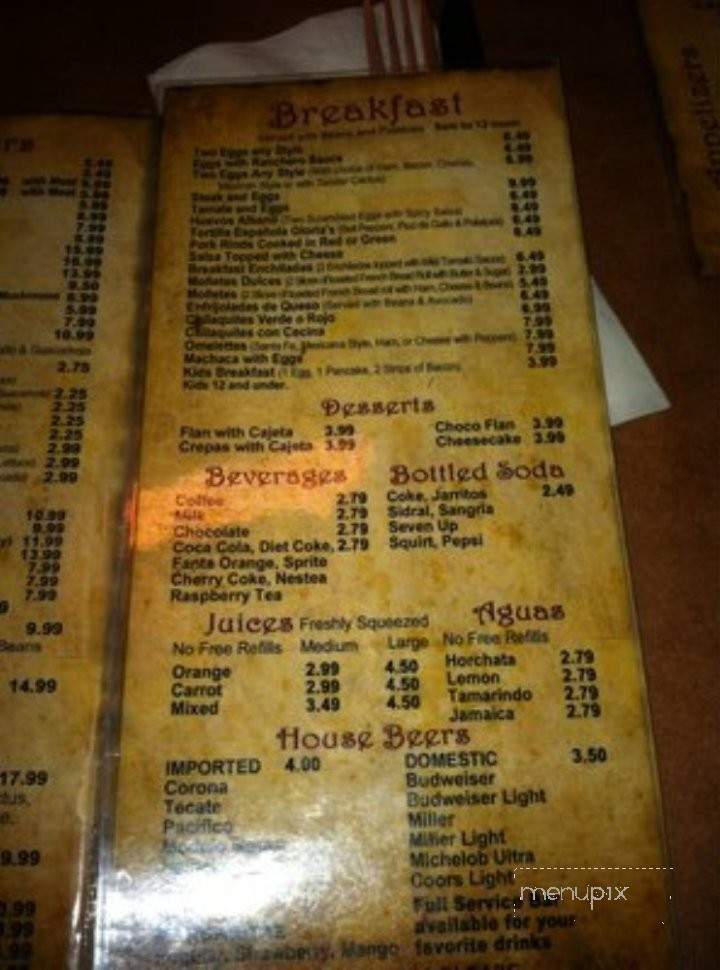 Gloria's Cocina Mexicana - Downey, CA menu_pic