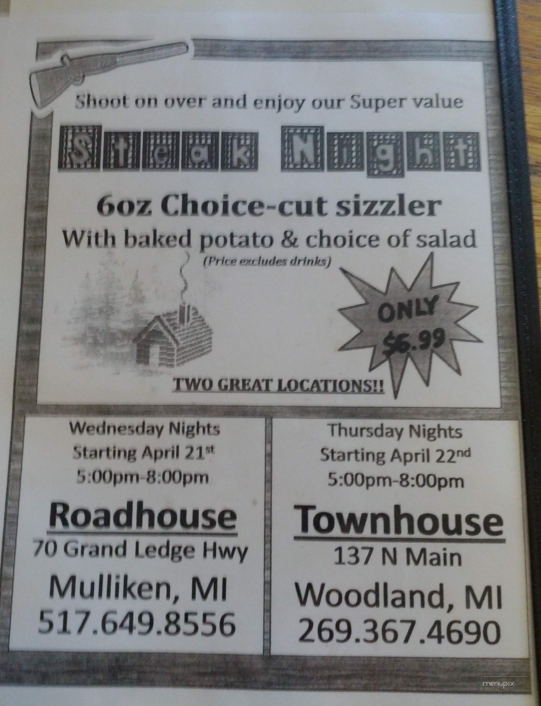 Woodland Townhouse - Woodland, MI menu_pic