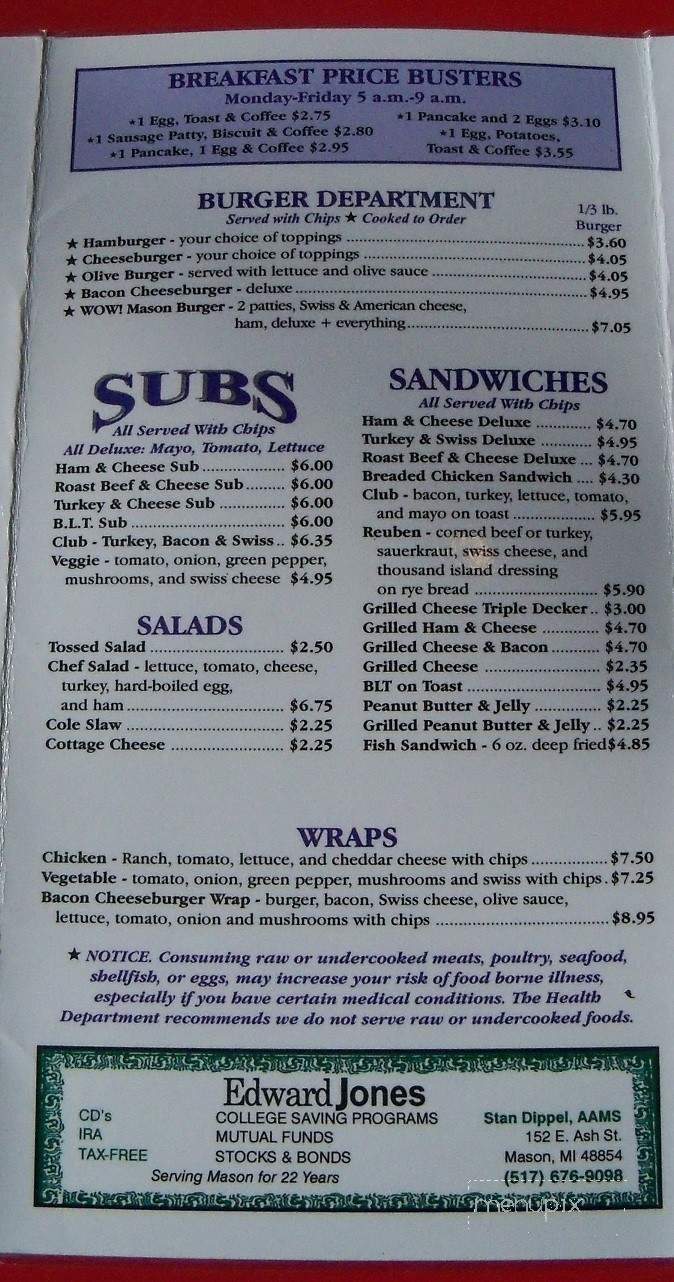 Mason Depot Diner - Mason, MI menu_pic