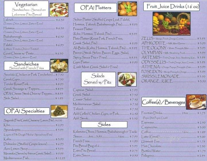 Opa! - Oxford, MS menu_pic