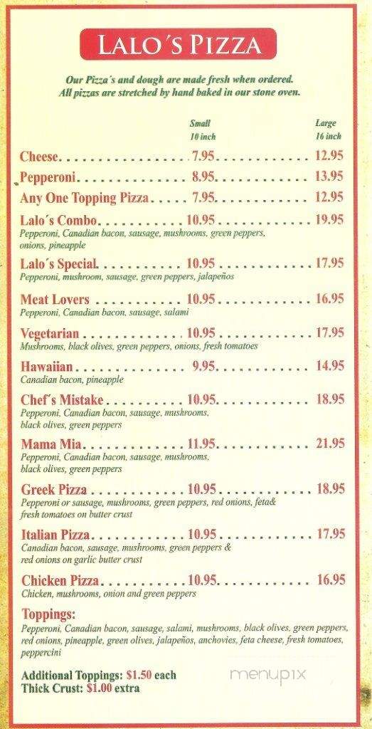 Lalo's Pizza Take Out - Anchorage, AK menu_pic