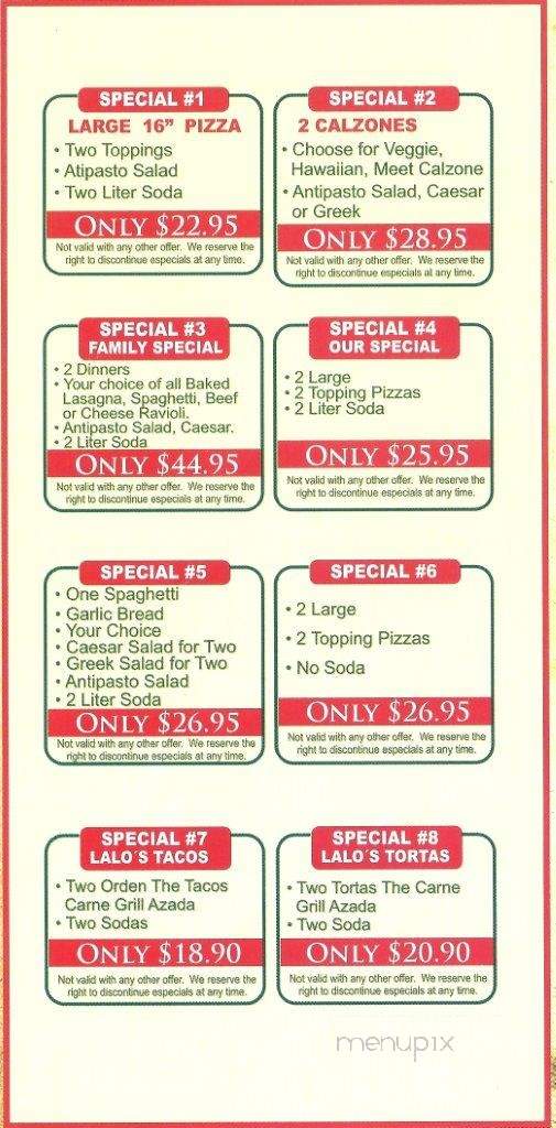 Lalo's Pizza Take Out - Anchorage, AK menu_pic
