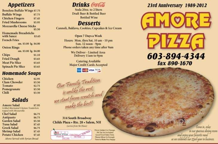 Amore Pizza - Denver, CO menu_pic