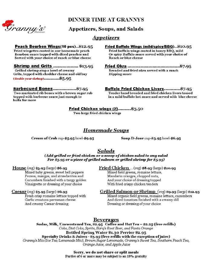 Grannys Restaurant - Owings Mills, MD menu_pic