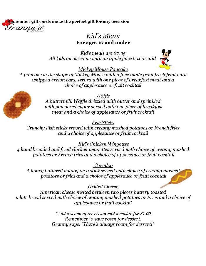 Grannys Restaurant - Owings Mills, MD menu_pic