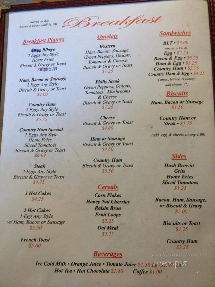 Rose Garden Restaurant - Silver Point, TN menu_pic
