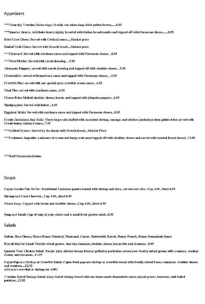 Quarter View Restaurant - Metairie, LA menu_pic