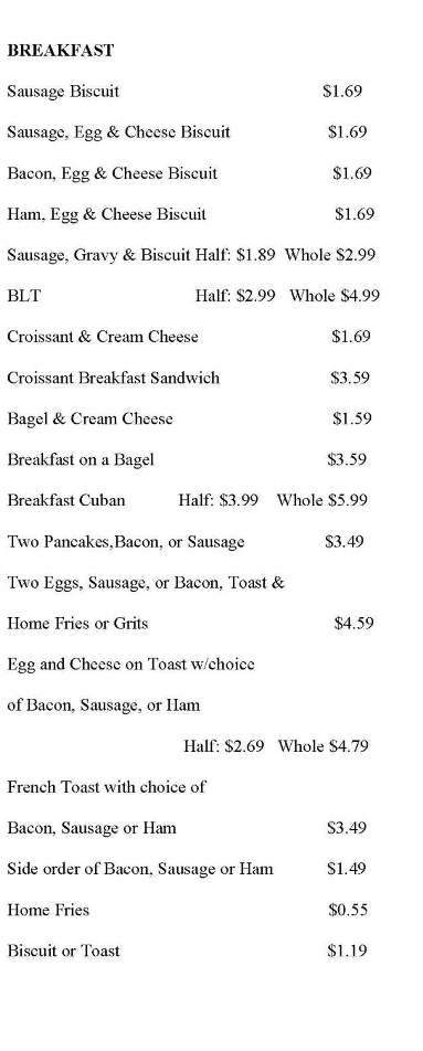 Brooklyn Bridge Deli - Plant City, FL menu_pic