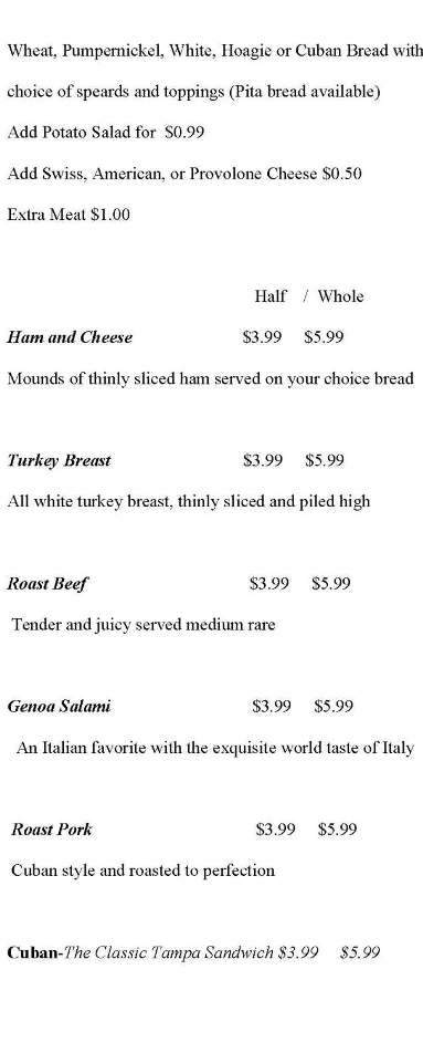 Brooklyn Bridge Deli - Plant City, FL menu_pic