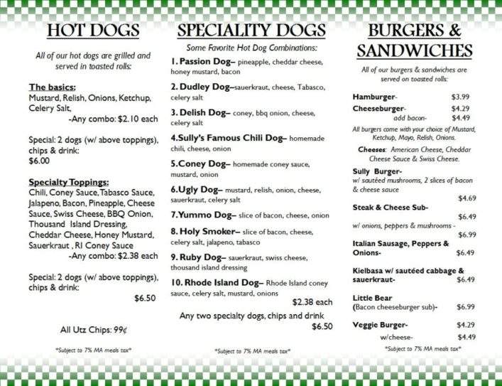 Matty's Dog Shack - Dudley, MA menu_pic