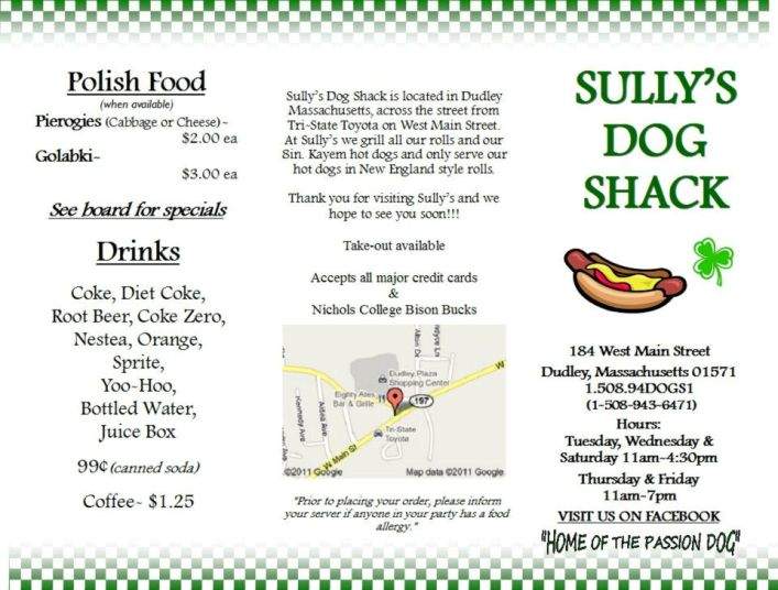 Matty's Dog Shack - Dudley, MA menu_pic