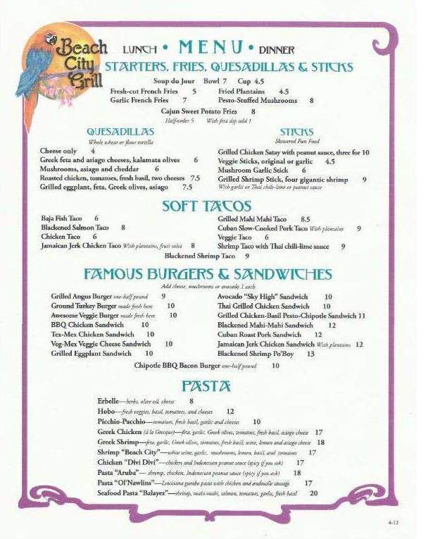 Beach City Grill - San Pedro, CA menu_pic