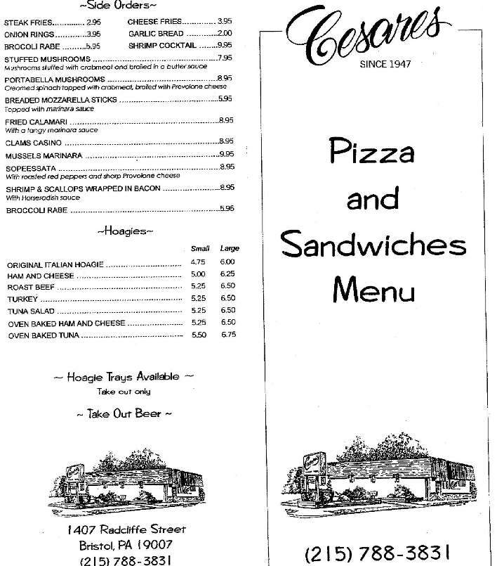 Caesar's Pizzerias - Bristol, PA menu_pic
