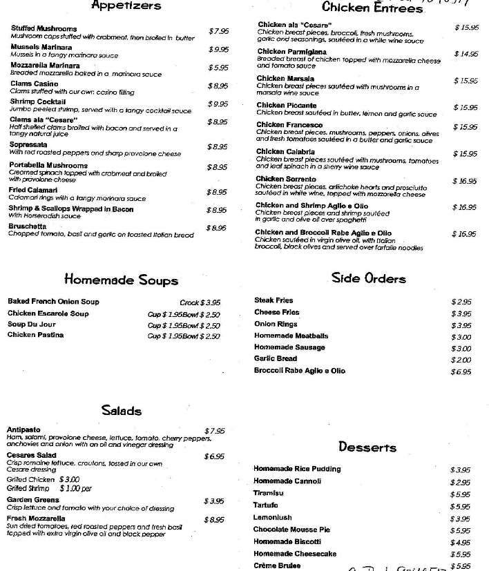 Caesar's Pizzerias - Bristol, PA menu_pic