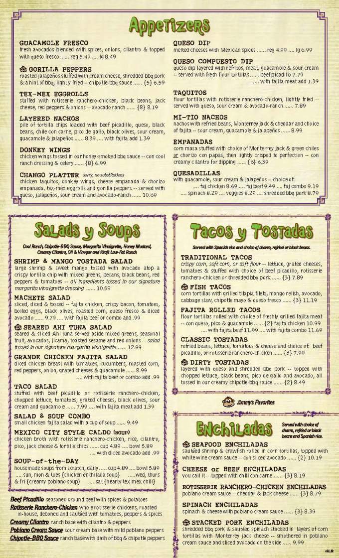 Jimmy Changas - Pasadena, TX menu_pic