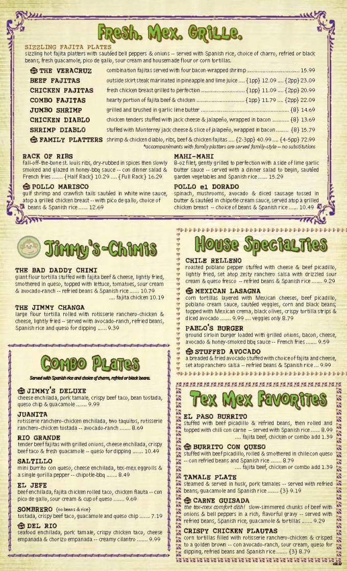 Jimmy Changas - Pasadena, TX menu_pic